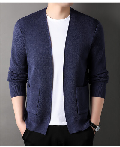 Cardigan tricotat pentru bărbați de înaltă calitate, fără nasturi, ocazional, costume confortabile și versatile, haine pentru bărbați, haine, jachetă