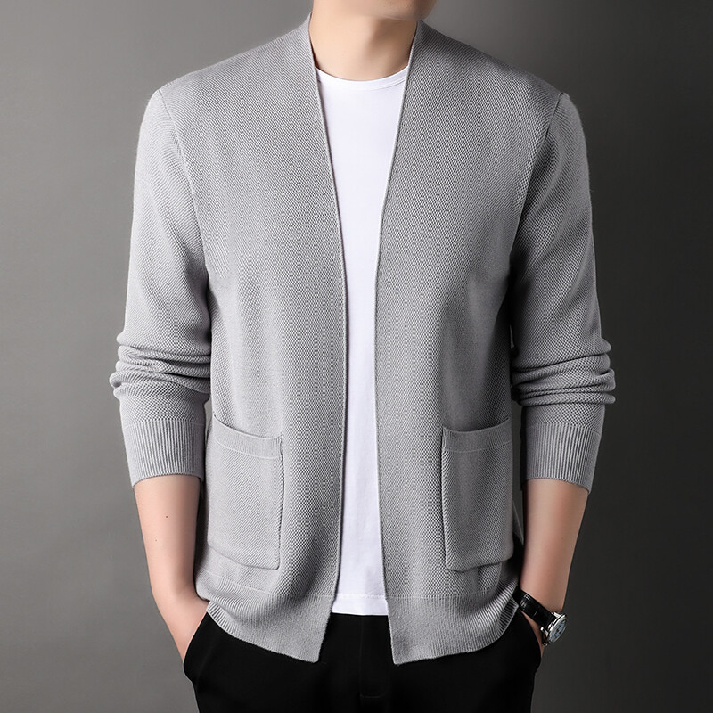 Cardigan tricotat pentru bărbați de înaltă calitate, fără nasturi, ocazional, costume confortabile și versatile, haine pentru bărbați, haine, jachetă