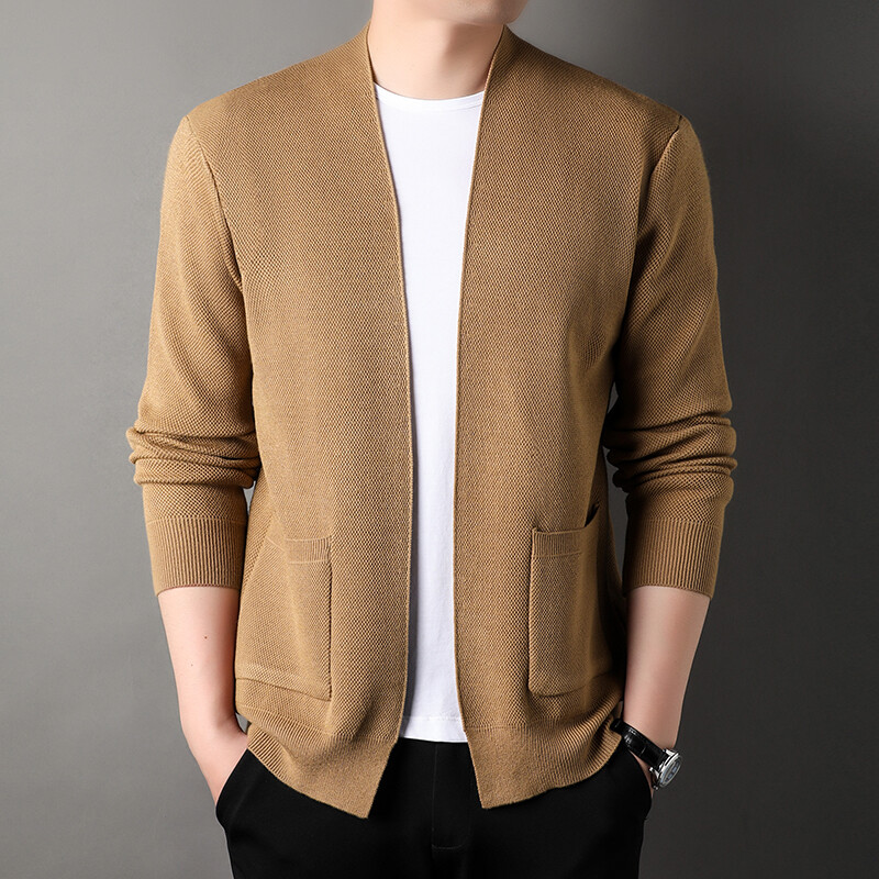 Cardigan tricotat pentru bărbați de înaltă calitate, fără nasturi, ocazional, costume confortabile și versatile, haine pentru bărbați, haine, jachetă