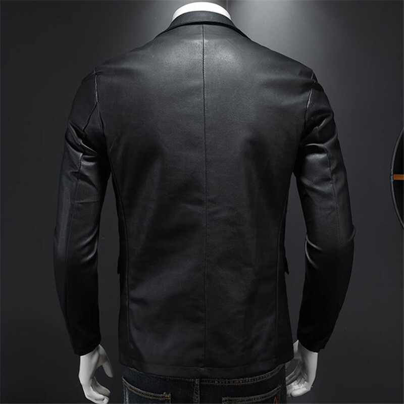 Jachete din piele pentru bărbați noi, slim fit, PU, ocazional, pentru motociclete, guler răsturnat, negru, motociclist, piele, piele de căprioară, îmbrăcăminte exterioară pentru bărbați 5XL