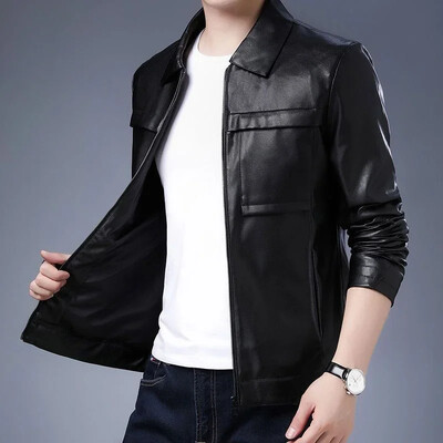 Buli férfi öltöny dzsekik fekete bőr férfi blézerkabát Klasszikus elegáns koreai stílusú kiváló minőségű divat 2024 tavaszi ruhák