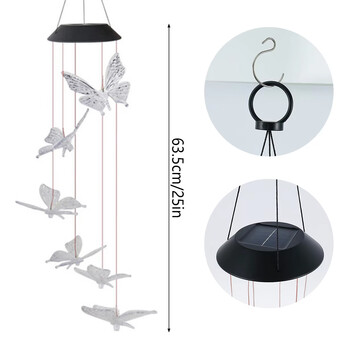 LED Wind Chimes Διακοσμημένο Ηλιακό Κολίμπρι Τοπίο Κρεμαστό Ηλιακό Φως Φώτα Κήπου Διακοσμημένο Ατμόσφαιρα Μενταγιόν αυλής