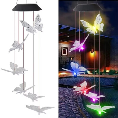LED vėjo varpeliai, dekoruoti saulės kolibrių kraštovaizdis Kabantys saulės šviesa sodo šviestuvai dekoruoti atmosferos kiemo pakabukai