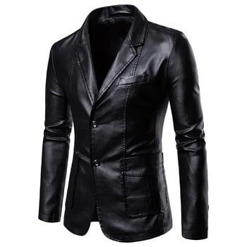 Ανδρικό επαγγελματικό casual Pu Blazers Jacket Plus Size Νέο Ανοιξιάτικο Φθινοπωρινό Μόδα Νέο Ανδρικό Πέτο Δερμάτινο Παλτό Φόρεμα