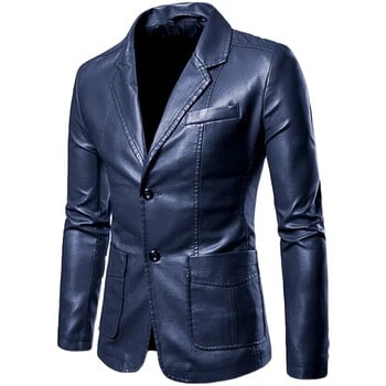 Ανδρικό επαγγελματικό casual Pu Blazers Jacket Plus Size Νέο Ανοιξιάτικο Φθινοπωρινό Μόδα Νέο Ανδρικό Πέτο Δερμάτινο Παλτό Φόρεμα