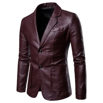 Ανδρικό επαγγελματικό casual Pu Blazers Jacket Plus Size Νέο Ανοιξιάτικο Φθινοπωρινό Μόδα Νέο Ανδρικό Πέτο Δερμάτινο Παλτό Φόρεμα