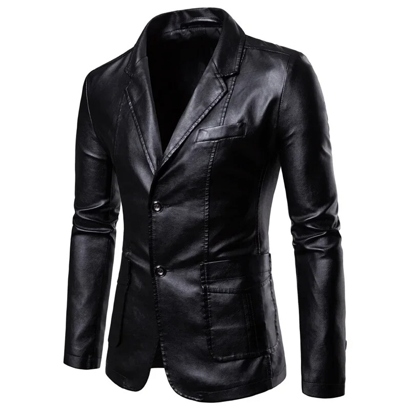 Ανδρικό επαγγελματικό casual Pu Blazers Jacket Plus Size Νέο Ανοιξιάτικο Φθινοπωρινό Μόδα Νέο Ανδρικό Πέτο Δερμάτινο Παλτό Φόρεμα