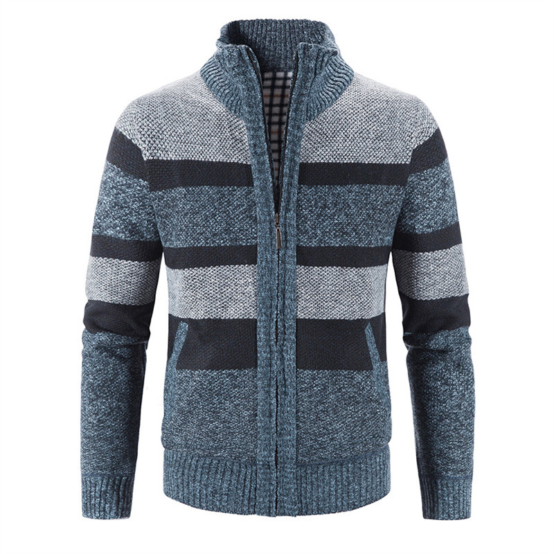 Férfi Kötött Kardigán Alkalmi Pulóver Kabát Divat Patchwork Kötött Kardigán Pulóverek Felsőruházat Állvány Gallér Meleg Kötőkabát Férfi