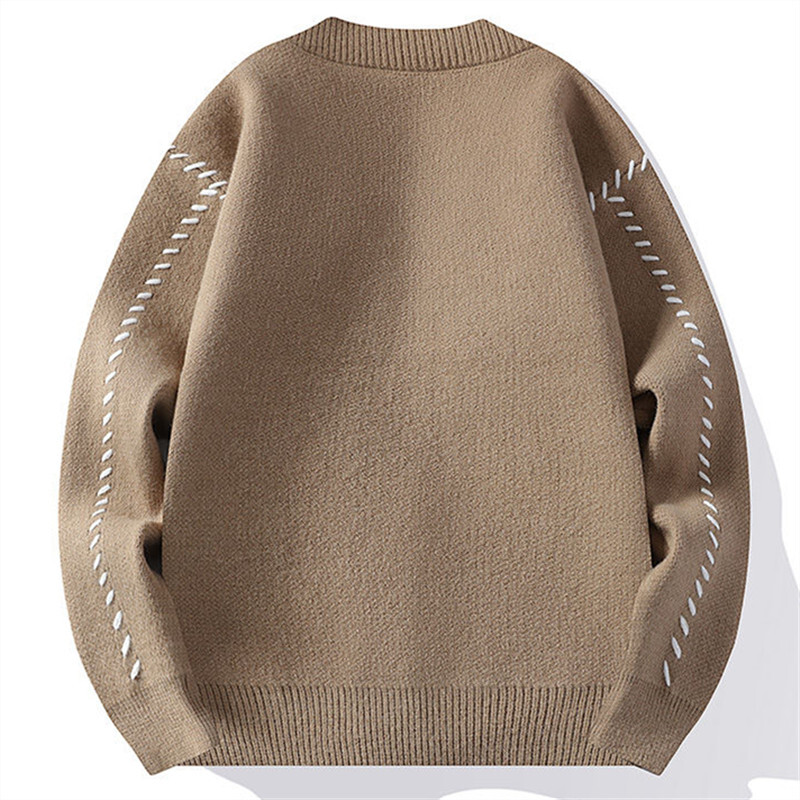 Őszi téli V-nyakú kötött kardigán Férfi Harajuku Patchwork Laza kötött pulóver Felsőruházat Kabát Férfi divat Alkalmi utcai ruházat