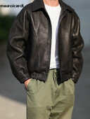 Mauroicardi tavaszi őszi hűvös jóképű fekete kemény pu bőrkabát férfi cipzáras luxus dizájner amerikai vintage ruhák 2024