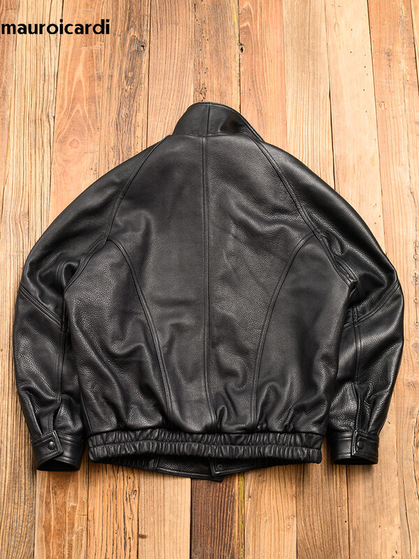 Mauroicardi tavaszi őszi hűvös jóképű fekete kemény pu bőrkabát férfi cipzáras luxus dizájner amerikai vintage ruhák 2024