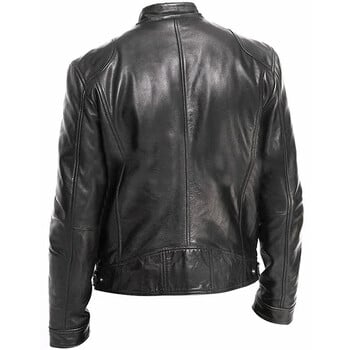 Casual Loose Faux Leather Pu Jacket for Men European Size Stand Collar Μοτοσικλέτα νεανικό μπουφάν Άνοιξη Φθινόπωρο