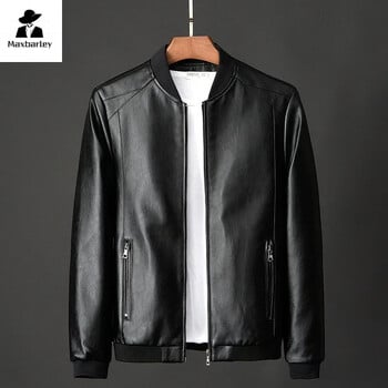 2024 Autumn New Men Black Biker Δερμάτινο παλτό Κορεατικής μόδας Ανδρικό δερμάτινο μπουφάν Pu Trend Casual Fit Λεπτά ρούχα μπέιζμπολ 8Xl