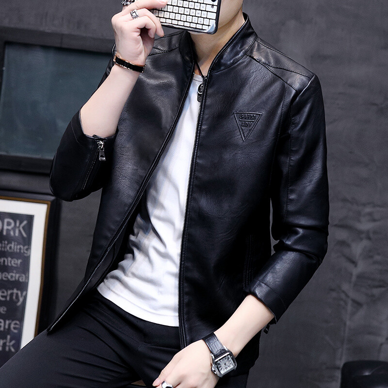 Férfi motoros bőrkabát, 2023. ősz, új férfi divattrend, dekoratív motoros bőrkabát