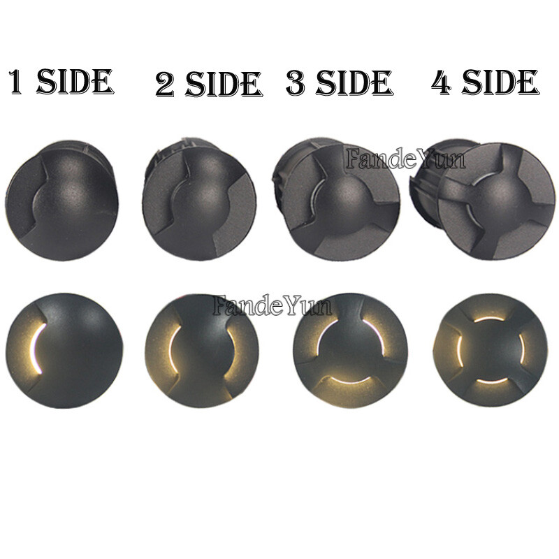 3W 5W beágyazott LED IP67 AC110V220V DC12V kültéri süllyesztett fedélzeti lámpa 1/2/3/4 oldalnézet Földalatti lámpa Járdavilágítás