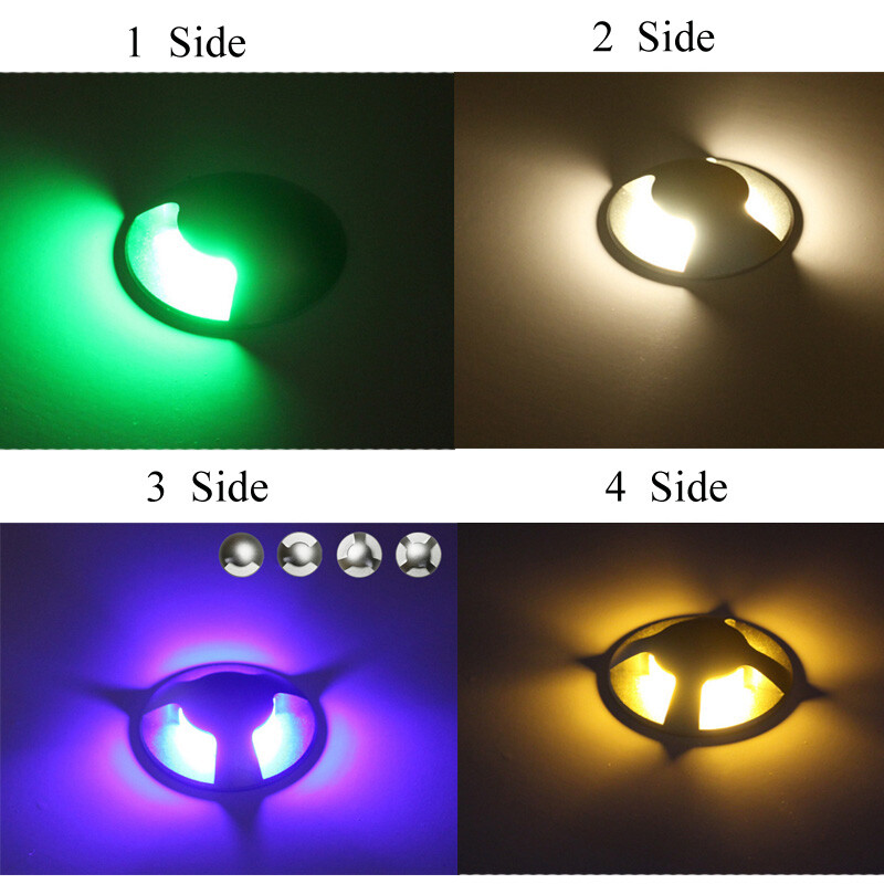 3W 5W beágyazott LED IP67 AC110V220V DC12V kültéri süllyesztett fedélzeti lámpa 1/2/3/4 oldalnézet Földalatti lámpa Járdavilágítás