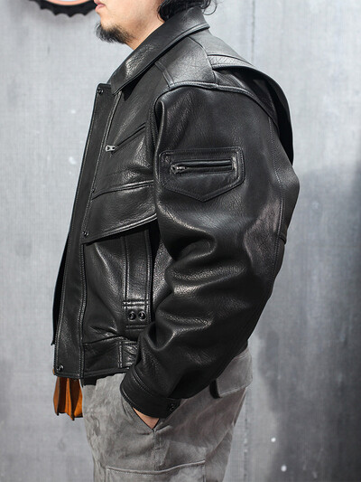 Mauroicardi Ανοιξιάτικο φθινόπωρο δροσερό μαύρο Pu δερμάτινο μπουφάν μοτοσικλέτας ανδρικό με μακριά μανίκια χαλαρά casual πολυτελή ρούχα σχεδιαστών Emo