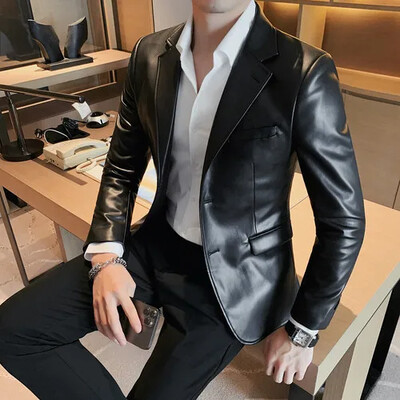 Laisvalaikio odinės striukės Vyriškos Slim Fit Mados Kasdieninės odinės striukės Vyriškos paltai Prekės ženklo drabužiai Vyriški rudens žieminės striukės VYRIŠKAI