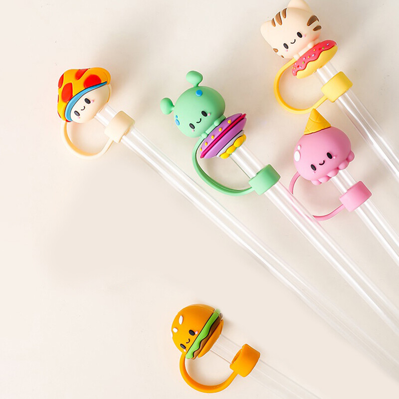 1 gab Silikona blīvējuma salmu spraudnis Atkārtoti lietojams dzeramais putekļu vāciņš Karikatūras aizbāžņi Padomi Vāks uzvalks Virtuves krūze DIY piederumi