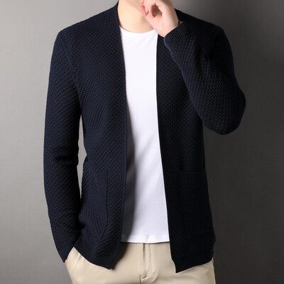 Klasisks polo raksta jaciņš vīriešiem, šalle bez rāvējslēdzēja, ikdienas darbs, plāns lietišķs mētelis, tekstūras augšdaļa