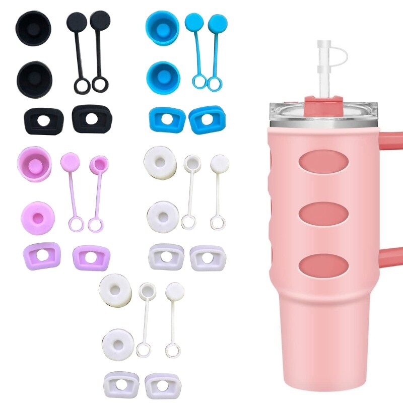 6 gab. Glabājiet savu krūzi tīru un kārtīgu pret izšļakstījumu necaurlaidīgu aizbāžņu komplekts Stenlija-Tumbler kvadrātveida apaļajam silikona pretizliešanas aizbāznim