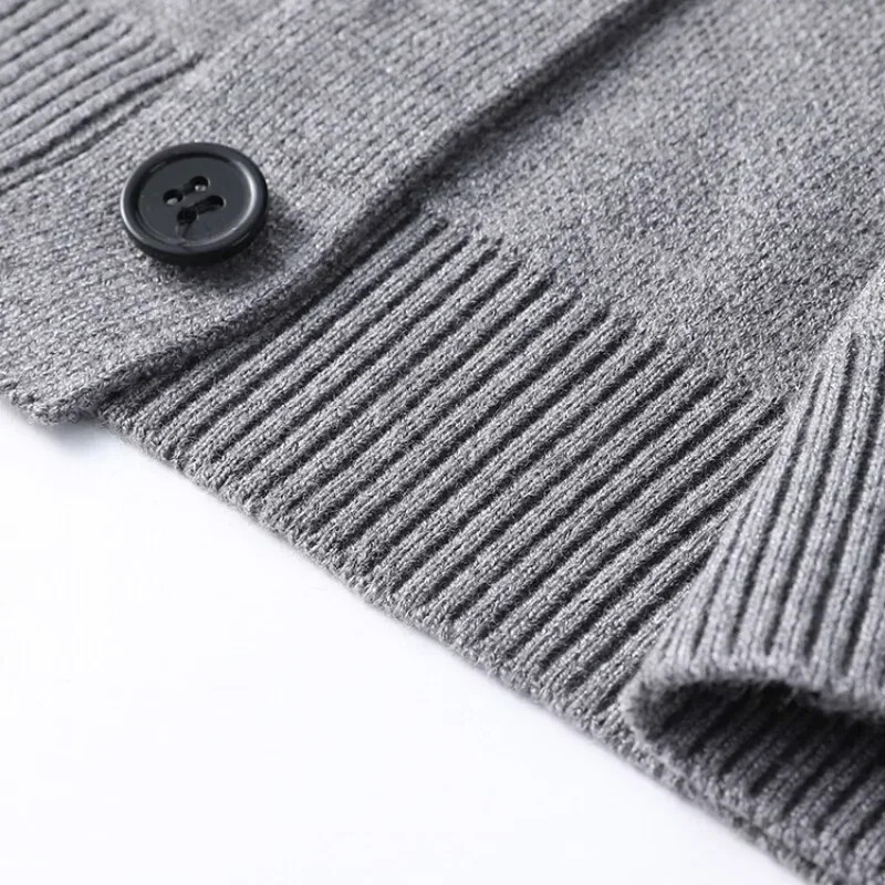 Férfi őszi és téli alkalmi tervezésű kardigán vastag, hosszú ujjú, gombos kabát kardigán pulóver