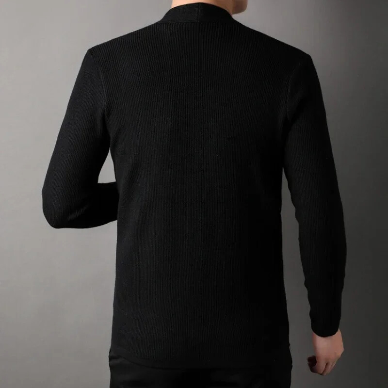 Férfi őszi és téli kiváló minőségű kötött kardigán gomb nélküli alkalmi kényelmes és sokoldalú öltönyök férfi ruhák
