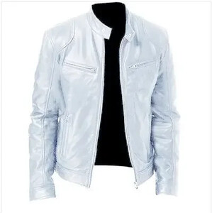 Ανδρικό δερμάτινο μπουφάν PU με φερμουάρ στο λαιμό Λεπτή εφαρμογή Δερμάτινο μπουφάν μοτοσυκλέτα Μόδα ζακέτα PU Ανδρικό μπουφάν 2024 Νέο 5XL-M