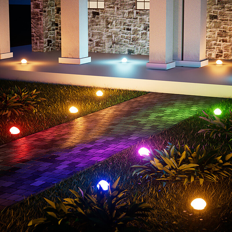 Lumină decorativă cu pietriș solar, lumini exterioare RGB/calde/albe, iluminat peisagistic, pentru grădini, curti, terase, vile