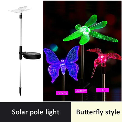 RGB saules LED gaisma āra ūdensnecaurlaidīga dārza saules gaisma ainavas gaismas tauriņi zāliena lampas dārza spāru dekora lampa