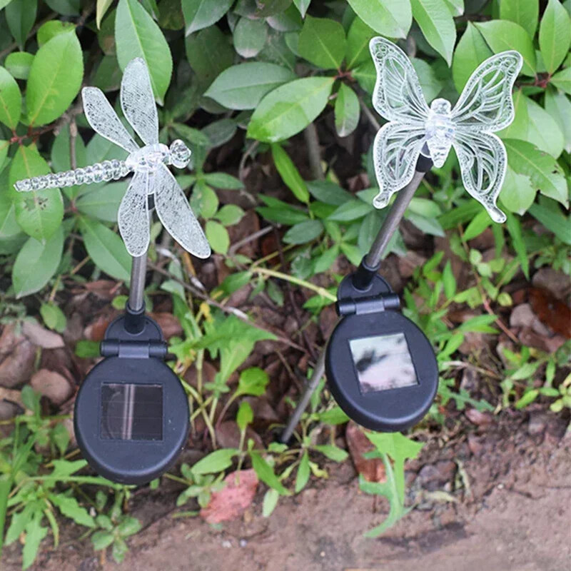 RGB saules LED gaisma āra ūdensnecaurlaidīga dārza saules gaisma ainavas gaismas tauriņi zāliena lampas dārza spāru dekora lampa