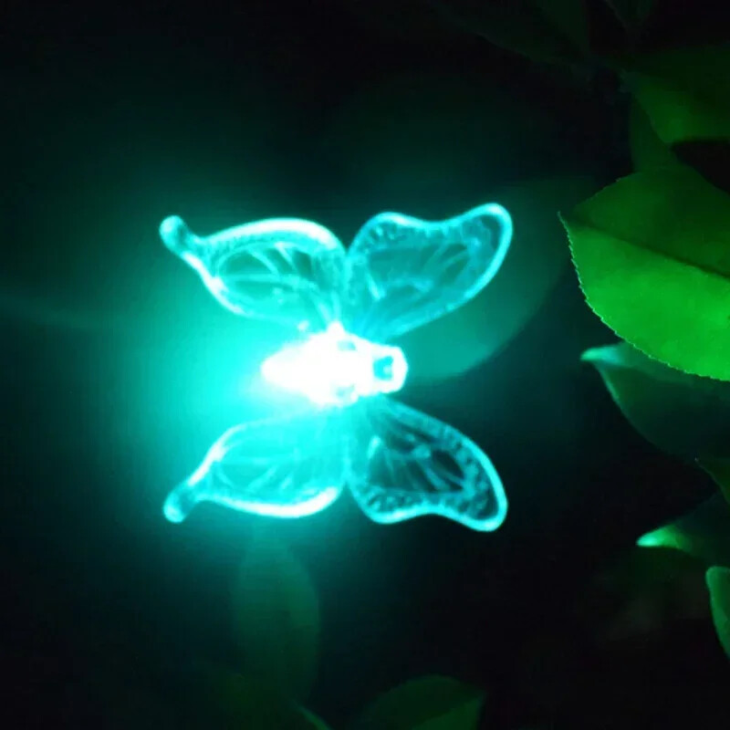 RGB saules LED gaisma āra ūdensnecaurlaidīga dārza saules gaisma ainavas gaismas tauriņi zāliena lampas dārza spāru dekora lampa