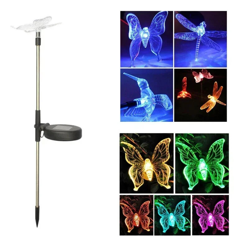 RGB saules LED gaisma āra ūdensnecaurlaidīga dārza saules gaisma ainavas gaismas tauriņi zāliena lampas dārza spāru dekora lampa