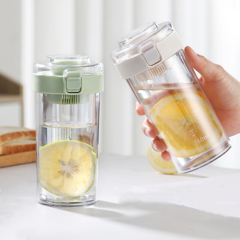 360/500 ml utazási műanyag átlátszó ivópalack Sport vizes palack ivópohár Citromháló Szivárgásmentes kültéri kempinghez, edzőteremhez
