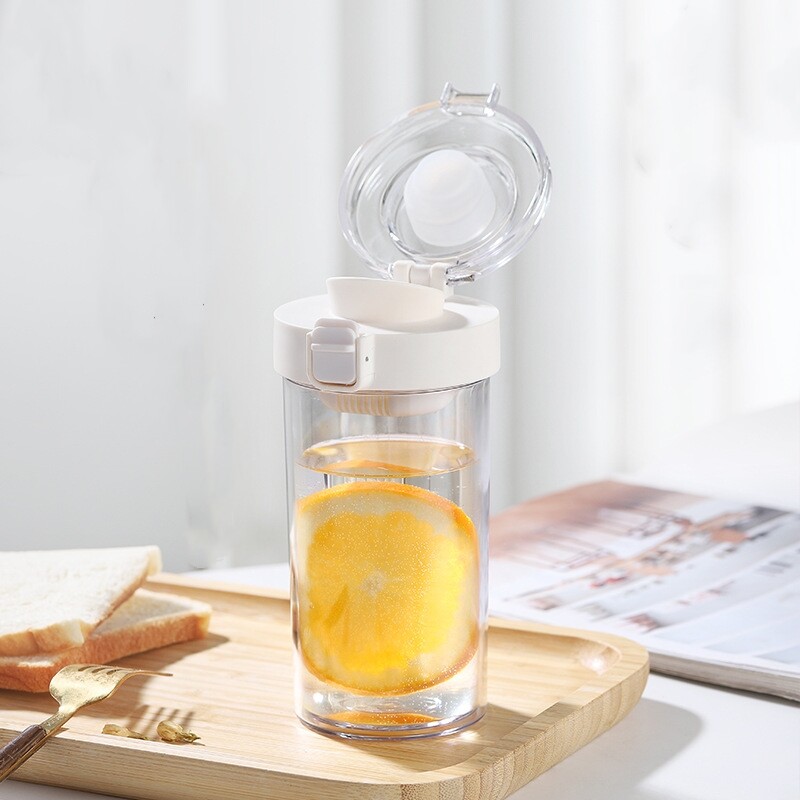 360/500 ml utazási műanyag átlátszó ivópalack Sport vizes palack ivópohár Citromháló Szivárgásmentes kültéri kempinghez, edzőteremhez