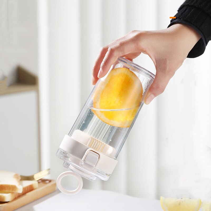 360/500 ml utazási műanyag átlátszó ivópalack Sport vizes palack ivópohár Citromháló Szivárgásmentes kültéri kempinghez, edzőteremhez