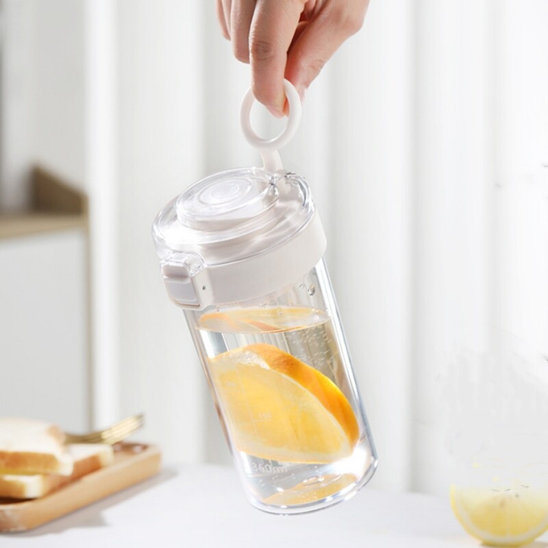 360/500 ml utazási műanyag átlátszó ivópalack Sport vizes palack ivópohár Citromháló Szivárgásmentes kültéri kempinghez, edzőteremhez