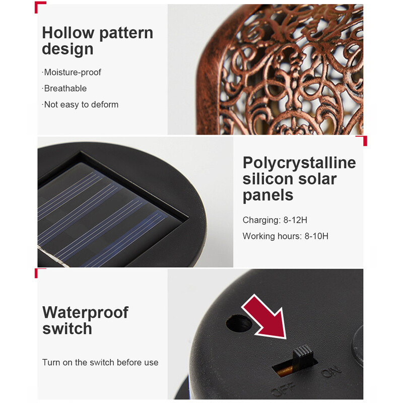 2/1db Napelemes Lámpás LED Vas Art Lámpa Üreges vetítő Fény Függő Lámpa Kültéri Gyep Kert Udvar Táj Dekor Lámpa