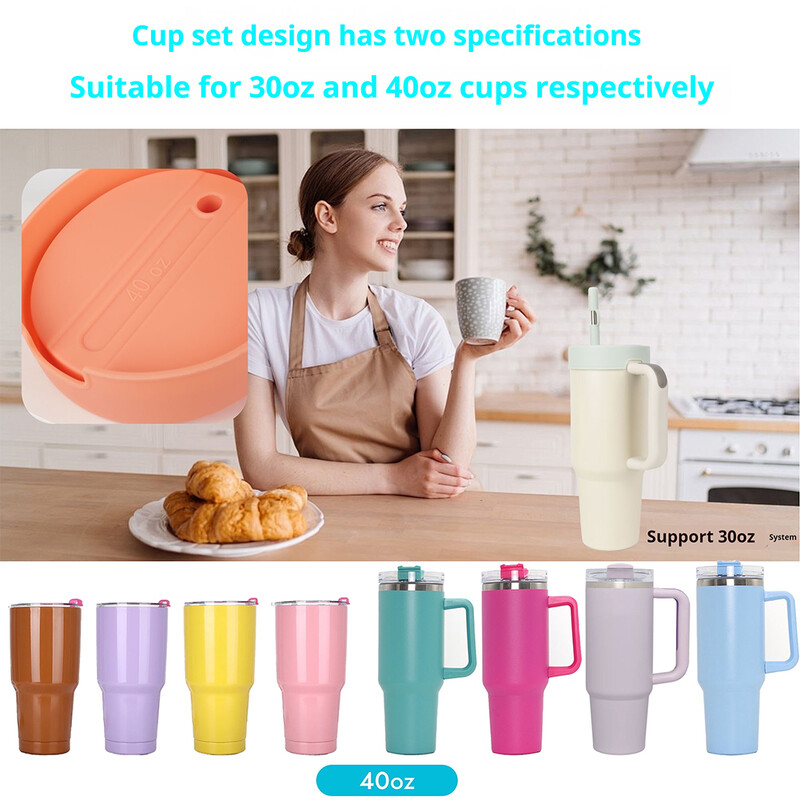 Szilikon kiömlésgátló dugó szalma sapka porálló csésze fedél Újrahasználható kiömlésgátló Stanley 40 oz pohárhoz