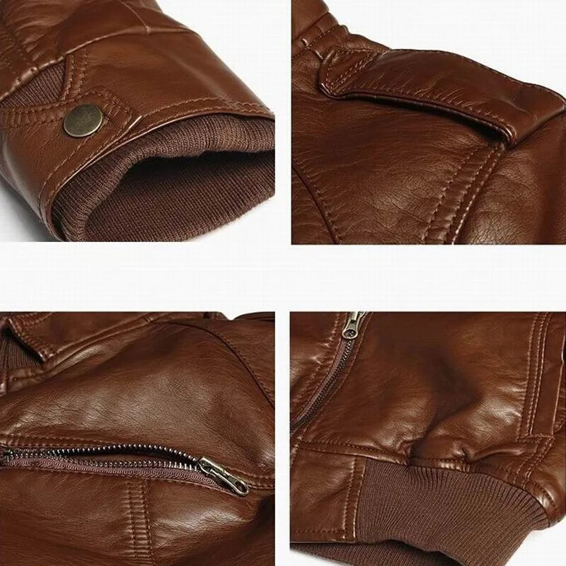 Vīriešu mākslīgās ādas jaka, rāvējslēdzēji, 2024. gads. Vīriešu statīvs apkakles mētelis pavasara rudens ikdienišķa plāna PU jaka Vīriešu motociklistu mēteļi virsdrēbes