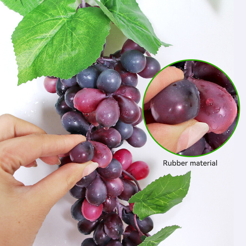 Mesterséges gyümölcs-szőlő-szimulált szőlőfürtök Élethű hamis gyümölcsök Műanyag műgyümölcs-díszek esküvői kellékekhez