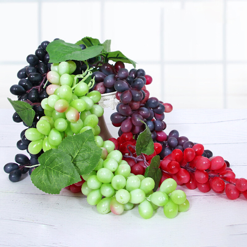 Mesterséges gyümölcs-szőlő-szimulált szőlőfürtök Élethű hamis gyümölcsök Műanyag műgyümölcs-díszek esküvői kellékekhez