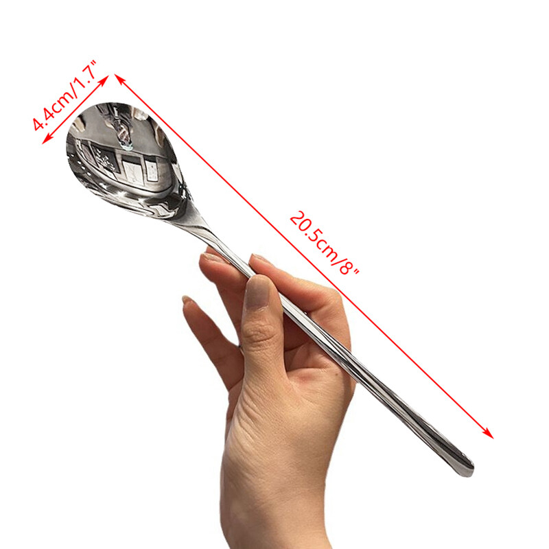 Rozsdamentes acél kerek kanál háló piros arany vacsora hosszú nyelű keverő desszert kanalak konyhai kiegészítőkhöz Gadgets