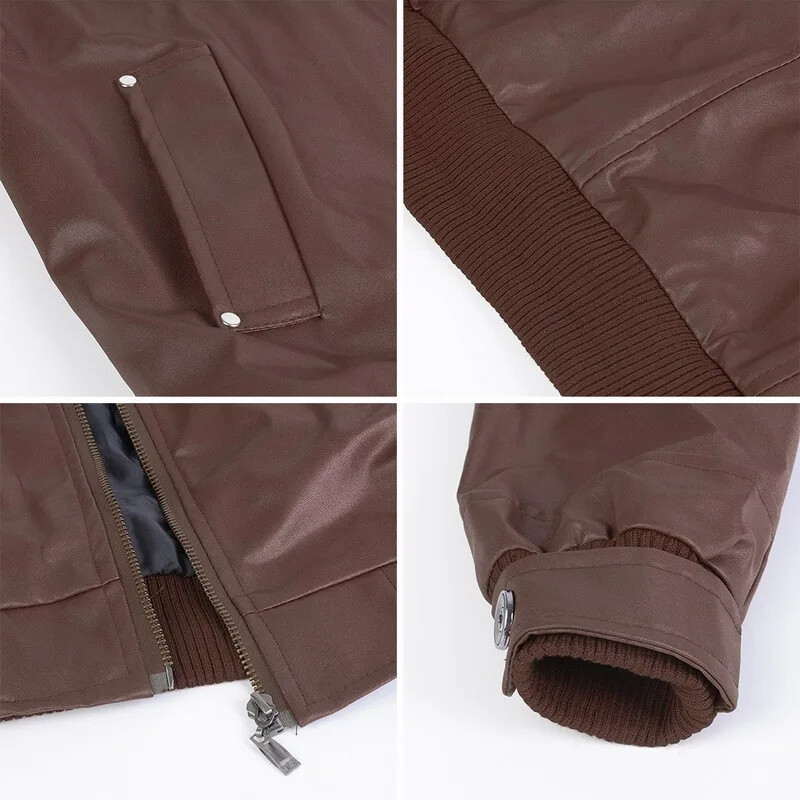 Rudens Vīriešu Pu Ādas jaka fitnesam Mode Vīriešu Zamšādas Ikdienas Mētelis Apģērbs Izmērs S-5Xl 2 Krāsas Mīksts Silts