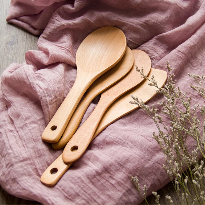 3 féle fa rizslapátos kanál Kiváló minőségű rizslapát Sushi rizslapát étkészlet kanál étkészlet konyhai kütyük