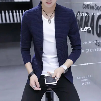 Kötött pulóver Férfi Férfi Ruha Kardigán Fekete Slim Fit Sima Egyszínű Tavaszi Ősz Legkeresettebb termékek 2024 Alkalmi Olcsó