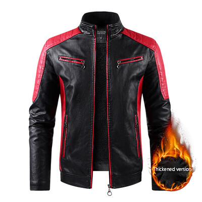 Pavasario ir rudens vyriška stovima apykakle kelių kišenių odinė striukė PU odos darbo drabužiai lauko motociklo važinėjimo drabužiai