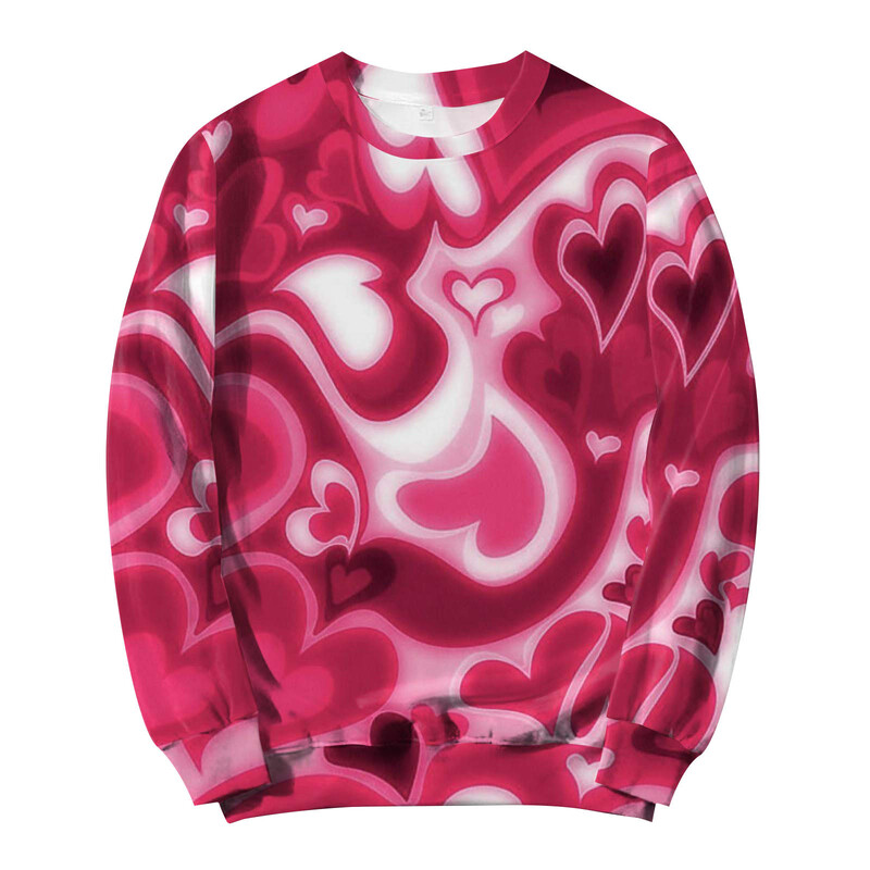 Valentīna dienas sērijas 3D digitālās drukas džemperis ar apkakli