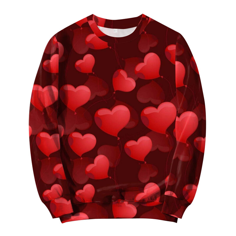 Valentīna dienas sērijas 3D digitālās drukas džemperis ar apkakli