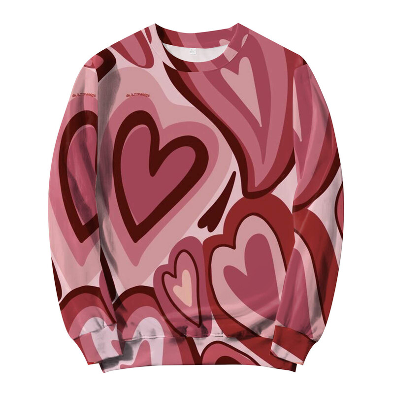 Valentīna dienas sērijas 3D digitālās drukas džemperis ar apkakli